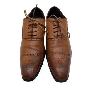 Amali 1827-028 Tan Upper Pointed Perforated Cap Toe Oxford Mens 9.5 Dress Shoes
